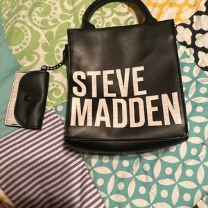 Steve Madden Black Mini Bag with White Logo